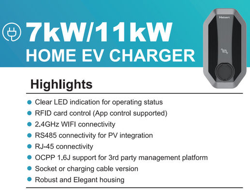 इलेक्ट्रिक कार के लिए 11kw पोर्टेबल EVSE 3 चरण प्रकार 2 EV चार्जिंग ढेर
